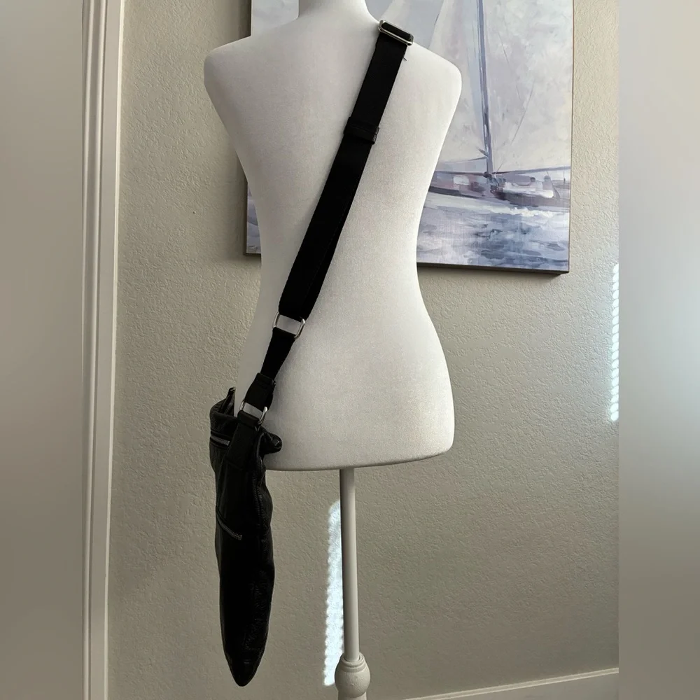 Margot Black Leather Crossbody Bag